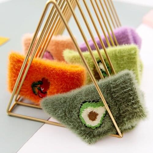 Winter Imitate Mink Velvet Socks Cute Fruit Socks Thicken Warm Women Socks Sleep Socks Girls Home Floor Bedroom Sox Harajuku