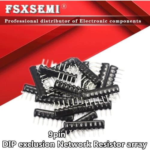 10pcs 9pin DIP Exclusion Network Resistor 100 220 330 470 680 1K 1.5k 2K 2.2K 3.3K 4.7K 5.1K 5.6K 10K 100K ohm 102 202 472J