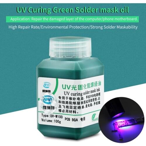 100g Green Oil UV Solder Mask Ink Prevent Corrosive Arcing Solder Paste Flux for PCB SMD Circuit Board Solder Welding Fluxes