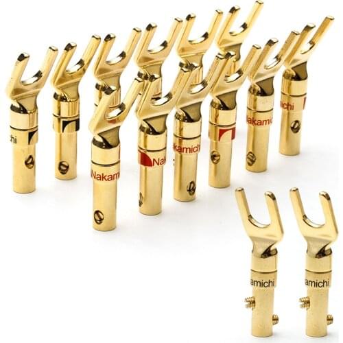 12Pcs Nakamichi Banana Plug Gold Plated Copper Y-Type Speaker Male Plugs Adapter Banana Plug Wire Cable Connectors