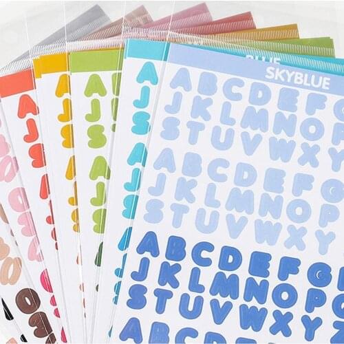 2 Sheets Candy Color Digital Letter Stickers Alphabet Scrapbooking Decoration Photo Album Decor Planner Decals Stationary Sticke
