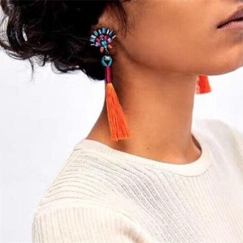 2P/Lot New Brand Fashion Statement Jewelry Tassel Long Earring For Women Color Wedding Dangle Drop Earrings Wholesale Girls Gift