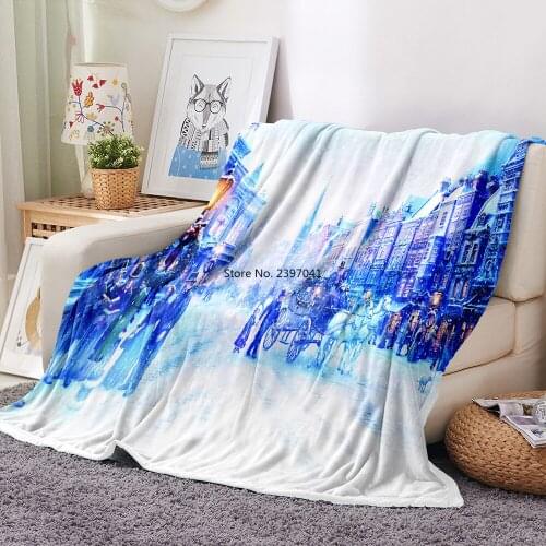 3D Print New Year Fluffy Blanket Snowflake Flannel Blanket Merry Christmas Blanket Festival Happy Holiday Sherpa Blanket