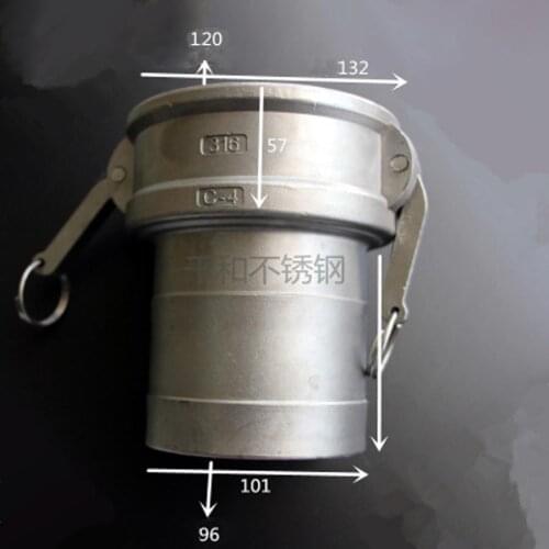 4" Hosetail Barb x Socket Type C Camlock Quick Disconnect Coupling 316 Stianless Cam Groove For Hose Pumps Homebrew