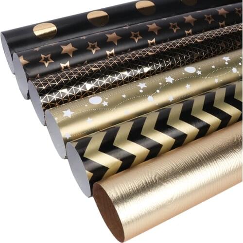 New 4pcs Gold Shiny Craft Paper Gift Wrapping Paper Gift Packing 9m Ribbon Flower Wrapping Paper