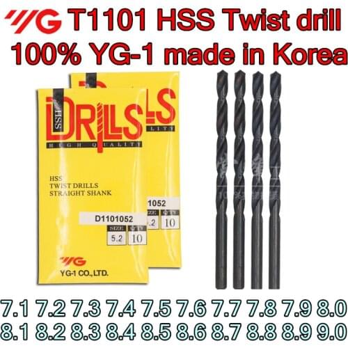 7.1-9.0mm 100% YG-1 made in Korea T1101 High quality HSS Twist drill Processing: alloy steel, etc Free shipping