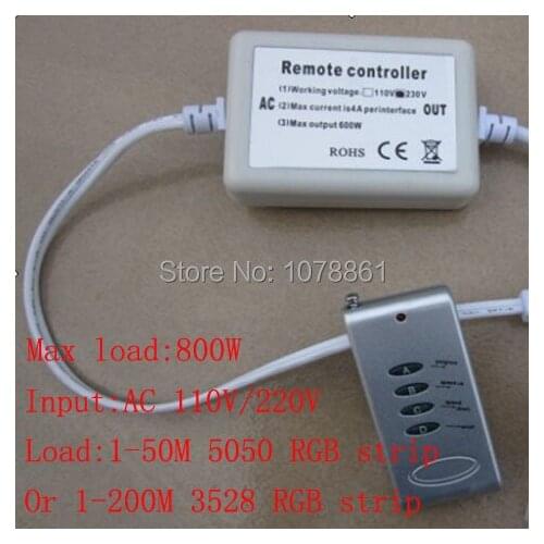 AC110-220V 800W 4Keys Wireless High Voltage RGB Controller for High Voltage RGB LED Strip Max load 800W RF RGB controller