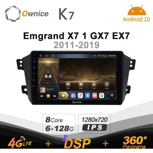 Ownice K7 Android 10.0 Car Radio Stereo for Geely Emgrand X7 1 GX7 EX7 2011 - 2019 4G LTE 360 2din Auto Audio System 6G+128G