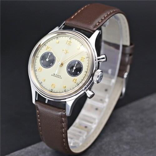 Limited Edition 1963 Mens Chronograph Watch Seagull 1901 Manual Winding Movement Male Clock 38mm Acrylic Pilot Mechanical Watch