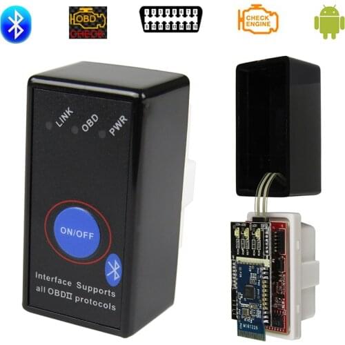 PIC18F25K80 Chip Mini ELM327 Bluetooth V1.5 OBD2 Diagnostic tools with Switch ELM 327 V 1.5 OBD 2 OBDII Code Reader Scanner