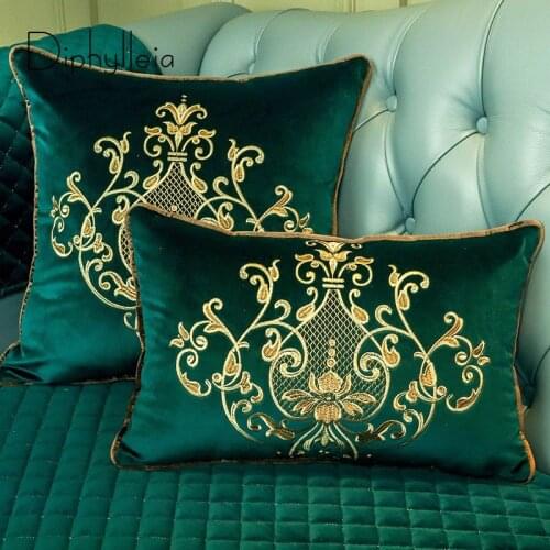 Diphylleia Modern European Chandelier Floral Embroidery Velvet Cushion Cover Decorative Pillow Case 50x50cm Free Shipping