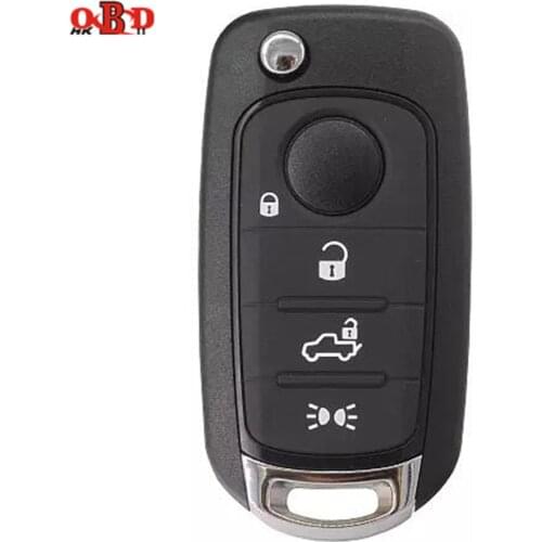 HKOBDII Flip Remote Case Key Shell 4 Buttons SIP22 Uncut Blade For Fiat 500