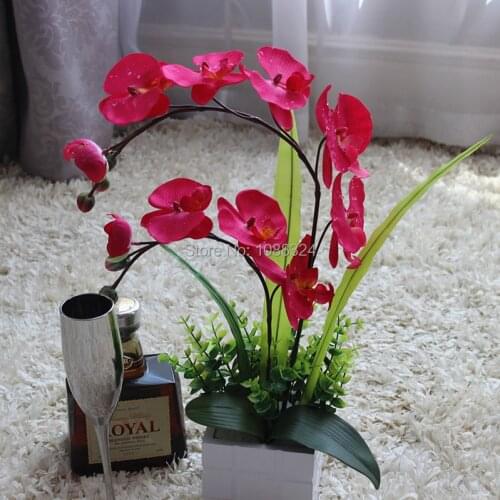 Artificial orchid, imitation flowers with vase set ,Silk Orchid , Arrangement , dining table Decor ,product code 0426