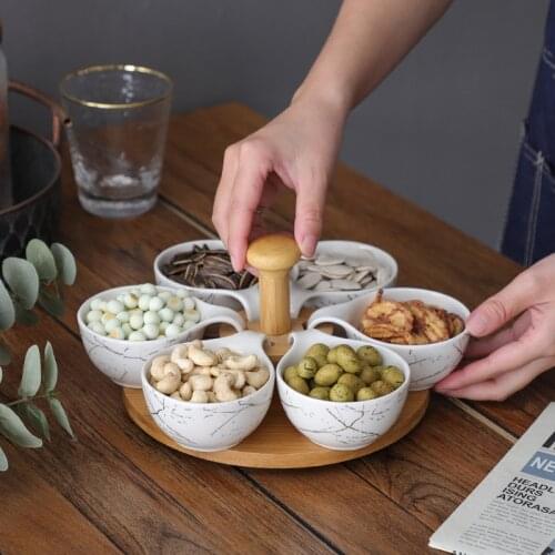 Creative Pattern Ceramic Split Snack Platter Fruit Dried Fruit Candy Platter Table Decoration Restaurant Hotel Service Tray