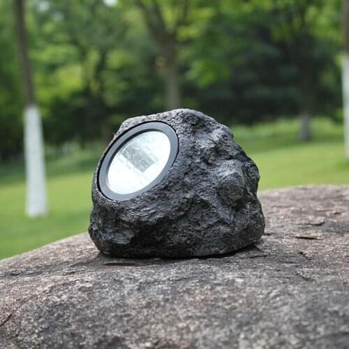 Creative Waterproof Solar Power Charging 3led Beads Simulation Stone Lights Garden Light Ground Lamp Decoration