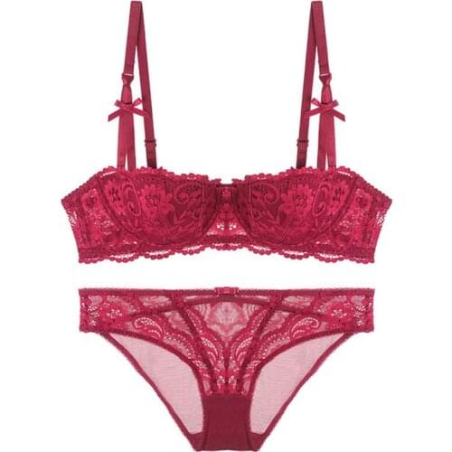 Lace Bra Lingerie Set 1/2 Cup Sexy Intimates Push Up Bra Set Underwear Floral Embroidery Lace Women Bra Panty