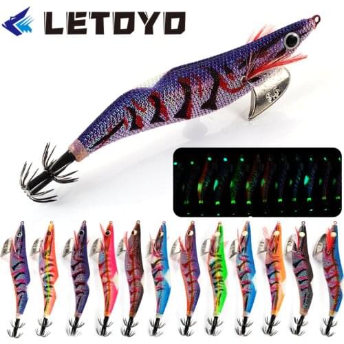 LETOYO 3.0# 3.5# Quality Wood Shrimp Artificial Squid Hook Fishing Lure Cuttlefish Octopus Baits Wobblers For Sea Fishing Tackle