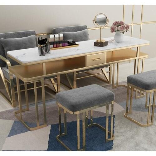 Manicure table and chair set single double three person manicure table full set glass net red simple marble manicure table