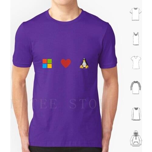 Microsoft Loves Linux T Shirt Print Cotton Technology Engineer Womens Girls Womens Dev Github Git Hacker Kali Open Source