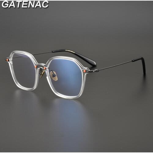 Vintage Acetate Titanium Eyeglasses Frame Men Square Prescription Optical Glasses Frame Women Retro Myopia Luxury Brand Eyewear