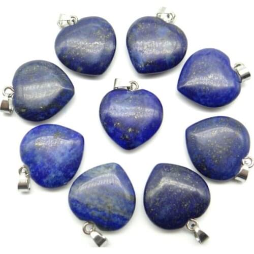 Natural stone agate Quartz Crystal Opa Turquoises lapis charm heart pendant for diy jewelry making necklace Accessories30pcs