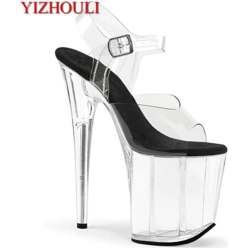 New 8 inch 20 cm transparent upper, nightclub summer crystal sandals, princess party stage sandals