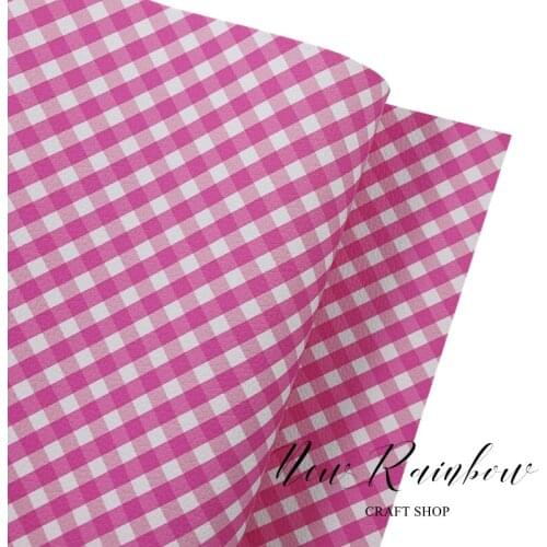 New Rainbow 30x138CM/Roll Pastel Gingham Fuxia Artisan Leatherette Sheets Perfect For School Hair Bows, Accessories, DIY Crafts