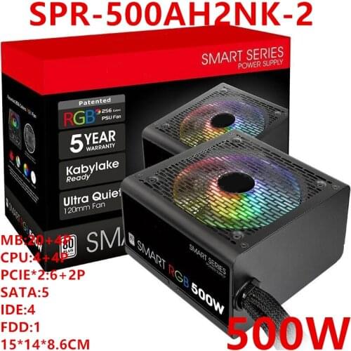 New PSU For Thermaltake(Tt) Brand Smart RGB 500W ATX Silent Power Supply for Desktop Mainframe Power Supply SPR-500AH2NK-2
