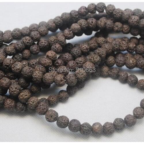 Wholesale 15.5" / 55pcs/Lot Nature brown color lava stone round ball volcano stone 8mm size bracelet beads accessories
