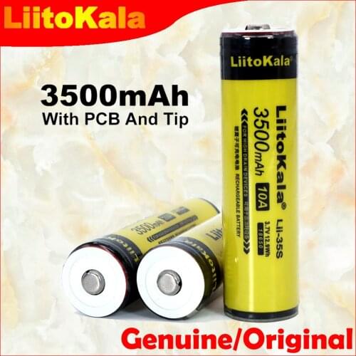 Genuine/Original LiitoKala Lii-35S 18650 battery 3.7V lithium ion 3500mAh lithium battery suitable for flashlight PCB protection