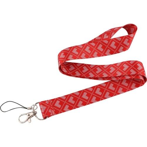 CB977 Heart Lanyards Red Neck Strap Mobile Phone Keys ID Card Holder Lanyard For Keys DIY Hanging Rope Keychain Lanyards
