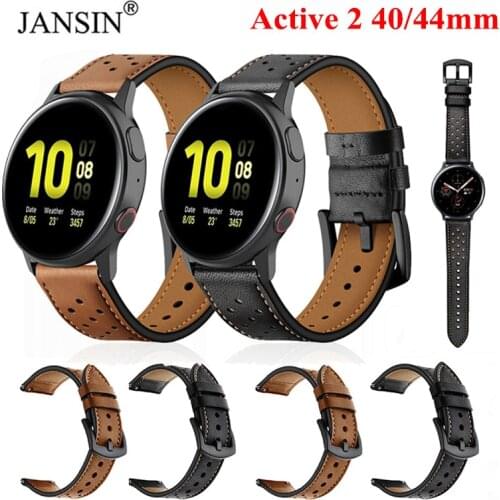Leather Watch Band Strap For Samsung Galaxy Watch Active 2 40mm 44mm Replacement Wriststrap Bracelet Active 2 44MM 40 Watchband