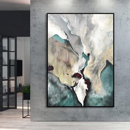 Hand-painted Oil Painting Huge Blue Mountain Backdrop Decorative Painting Entrance Hallway Office Lobby Paintings