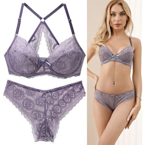 Sexy Lace Bras Women Set Plus Size Big Cup Thin Breathale Underwear Push Up Large Chest Femme Lingerie Sets Free Shipping