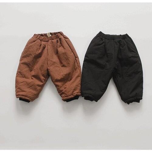 2 3 4 5 6 Years Girls Pants Winter Thicken Plus Velvet Harem Pants for Boys High Quality Elastic Waist Casual Toddler Baby Pants