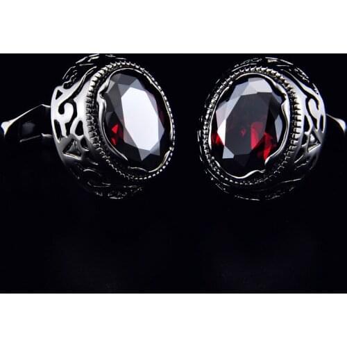 SPARTA Duke Tungsten gold Electroplated red AAA zircon cufflinks mens Cuff Links + Free Shipping !!! High quality metal buttons