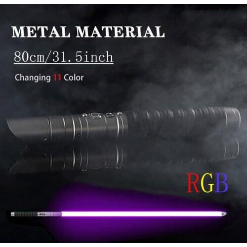 80cm RGB Lightsaber Changing 11 Color Metal Handle Force Heavy Dueling LED Luminous Cosplay Outdoor Wars Knife Laser Sword Toy