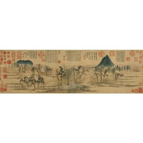 Traditional Chinese painting landscape picture scenery posters home decor Zhao Mengfu Autumn Colors on the Que and Hua Mountains