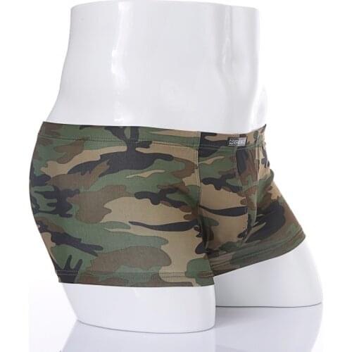 Men Low Rise Shorts Boxer Sexy Mens Breathable Soft Underwear Camouflage Boxers Trunks Underpants Lingerie Stretch homem Cueca
