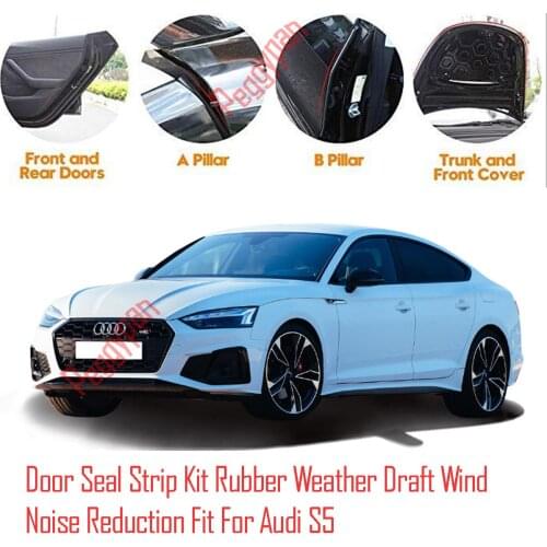 Door Seal Strip Kit Self Adhesive Window Engine Cover Soundproof Rubber Weather Draft Wind Noise Reduction Fit For Audi S5