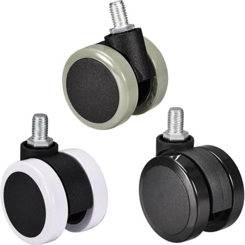 Uxcell Swivel Caster Wheels 2 Inch Pu Twin Wheel M10x15mm Threaded Caster with Brake or not to Instrument Cases Art Table