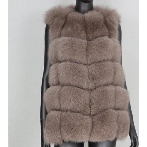 CXFS Dropshipping 2020 Natural Real Big Fox Fur Vest Coat Winter Jacket Women Thick Warm Outerwear New Fashion Streetwear Brand