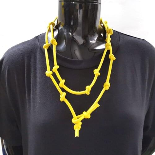YD&YDBZ New Yellow Leather Necklace For Women 2019 Fashion Pendant Necklace Long Chain Handmade Jewelry Punk Gothic Choker Chain