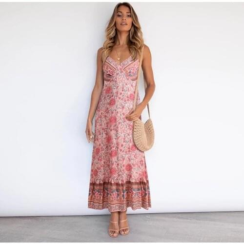 Bohemian Beach Holiday Dress Women Vintage Print Sleeveless Strapless Big Swing Pleated Dresses Ladies Elegant Casual Sundress