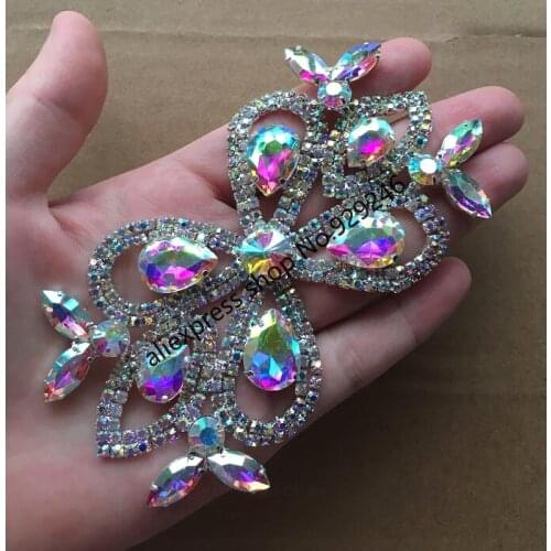 1pc/lot brilliant AB crystal butterfly applique water-drop rhinestone trimmings for shoes coat dancing dress garment accessory