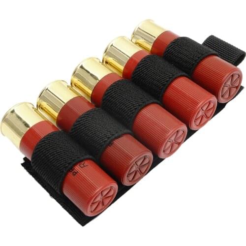1000D 12GA Shotgun Bullet Pouch Paintball Buttstock Hand Gun Ammo Pouch Carrier Tactical Hunting Rifle 5 Shells Cartridge Holder