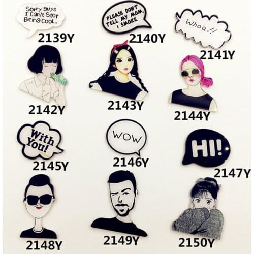 12 Pieces/Lot Personality Brooches Pins Acrylic Figure Portrait Badges Boy Girl Women Men Harajuku Jewelry Backpack Accessories