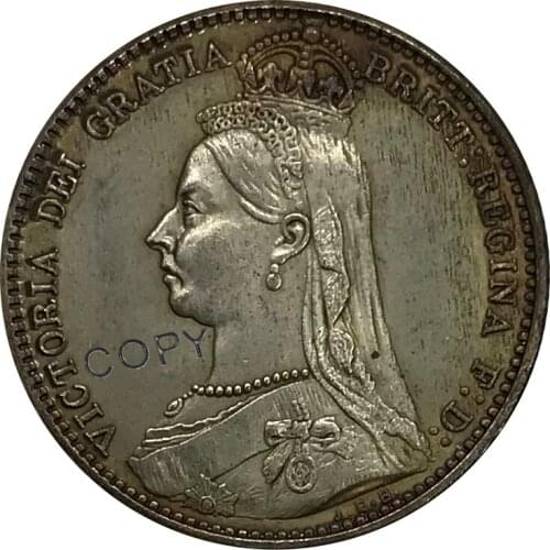 1888 United Kingdom 6 Pence Victoria Cupronickel Plated Silver Collectibles Copy Coins