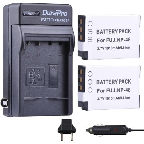 2pc NP-48 NP 48 NP48 3.7V 1010mAH Li-ion Bateria + Car Charger + EU Plug For Fujifilm Fuji XQ1 XQ2 NP-48 Camera Battery