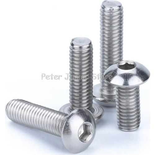 20PCS 304 Stainless Steel Round/Pan Head Screws M5 * 10mm Button Head Socket Cap Screw GMN